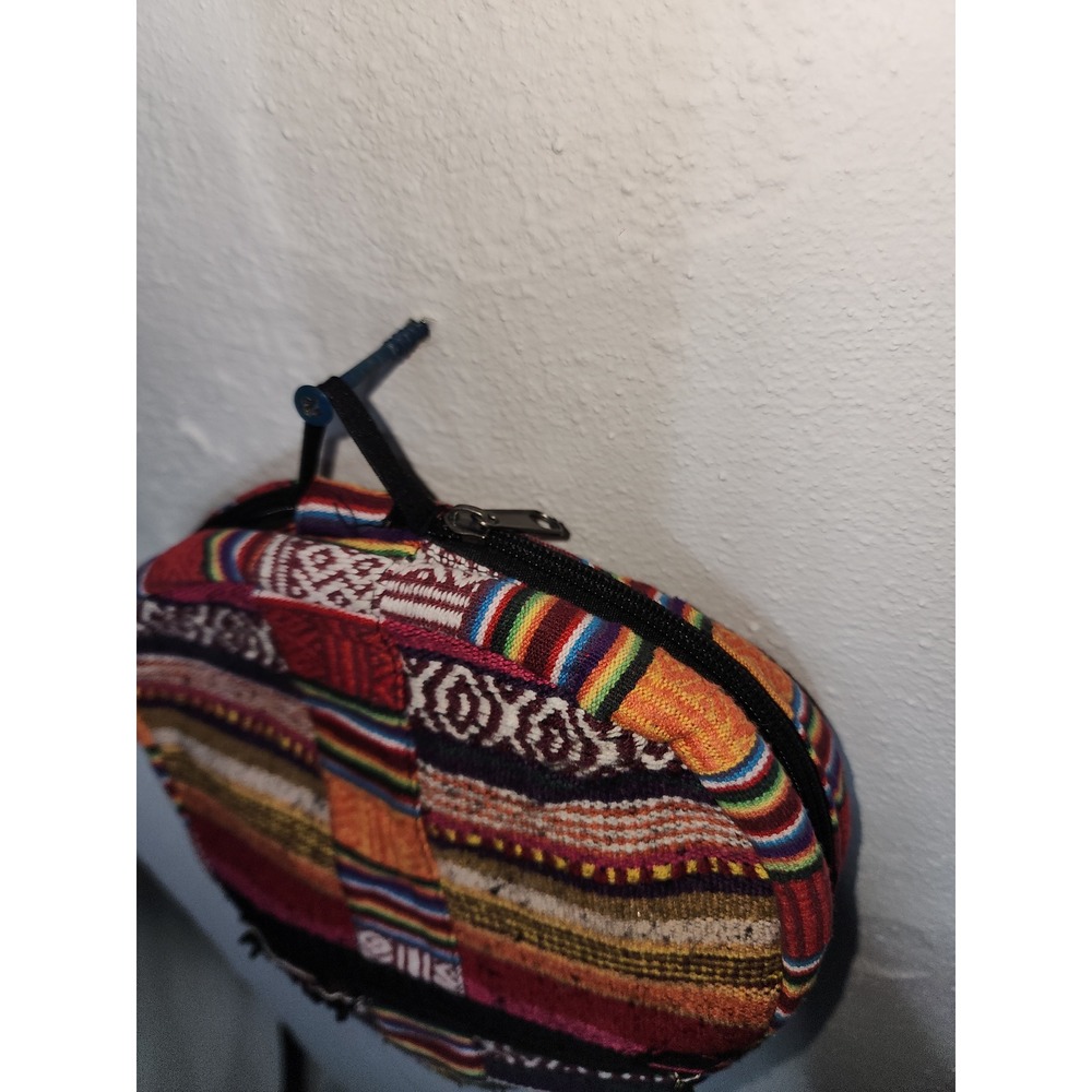 Nepal Woven Cotton‎ Sling Backpack Unisex OS Multi-Color Boho Striped Bag - Picture 10 of 13